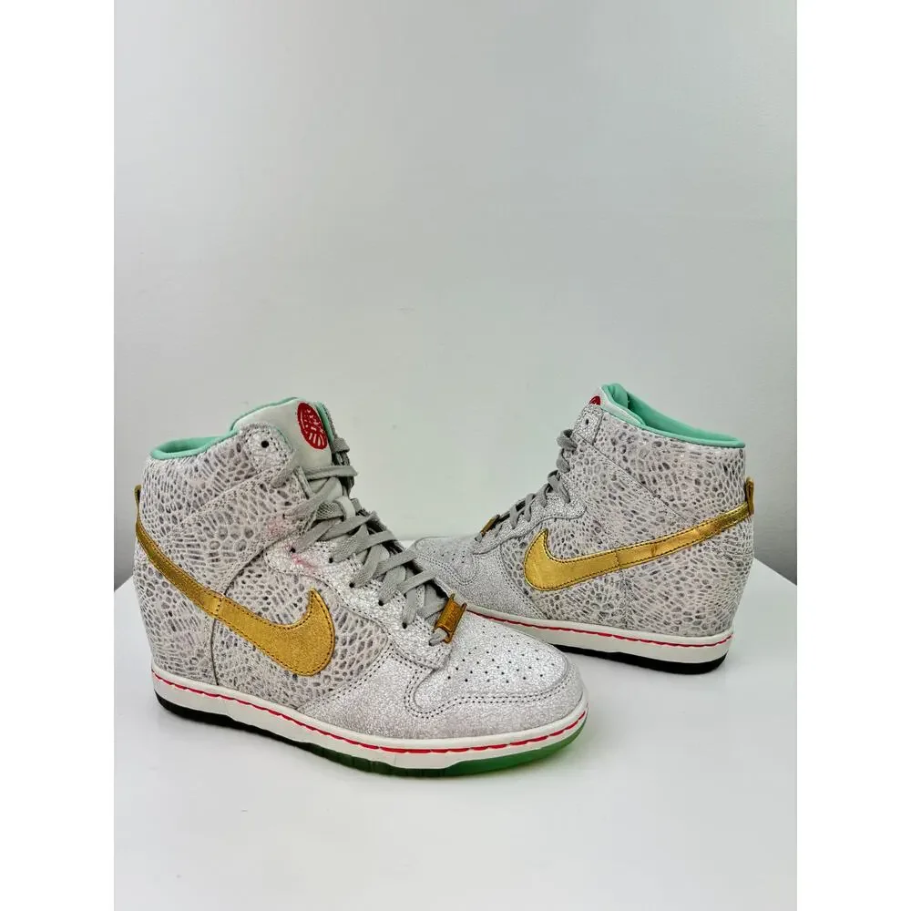 NEW Nike Dunk Sky Hi Wedge Sneakers 649464 001 Gold Year of the Horse Limited 7